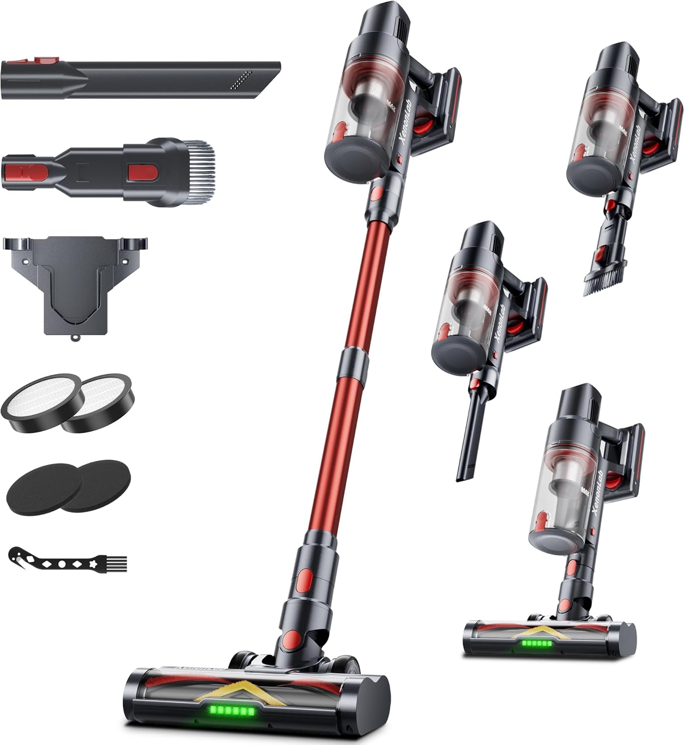 Cordless Vacuum Cleaner, 70Mins/48KPa/580W Self-Standing Vacuum Cleaners for Home, with Anti-Static&Anti-Tangle Brush, LED Touch Screen, Stick Vacuum for Carpets, Pet Hair, Hardwood Floors