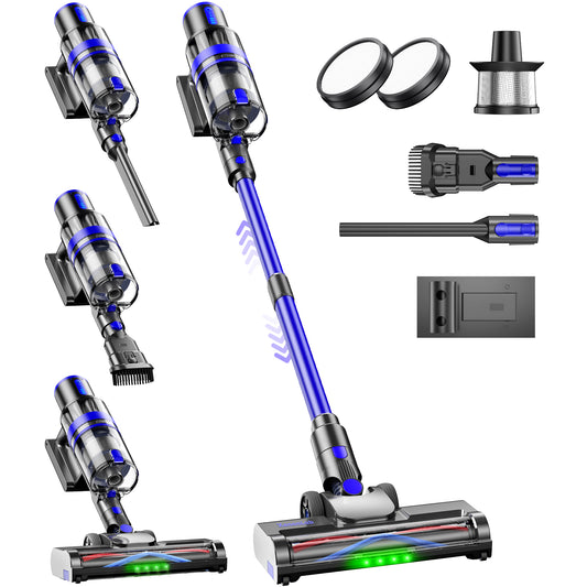 Cordless Vacuum Cleaner, 45KPA Stick Vacuum Cleaners for Home, 6-in-1 Rechargeable Lightweight Vacuum, Up to 35Mins Runtime, with Powerful Suction for Carpets, Pet Hair, Hardwood Floors