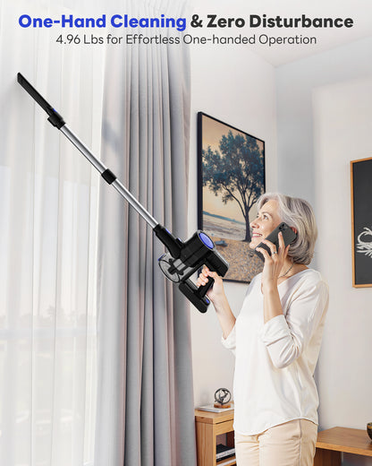 Cordless Vacuum Cleaner, 45KPA Stick Vacuum Cleaners for Home with Up to 40 Mins Runtime, 6-in-1 Rechargeable Lightweight Vacuum with Powerful Suction for Carpets, Pet Hair, Hardwood Floors