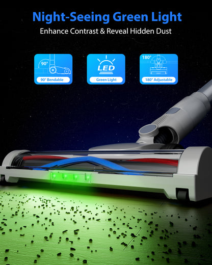 Cordless Vacuum Cleaner, 45KPA Stick Vacuum Cleaners for Home, 6-in-1 Rechargeable Lightweight Vacuum, Up to 35Mins Runtime, with Powerful Suction for Carpets, Pet Hair, Hardwood Floors