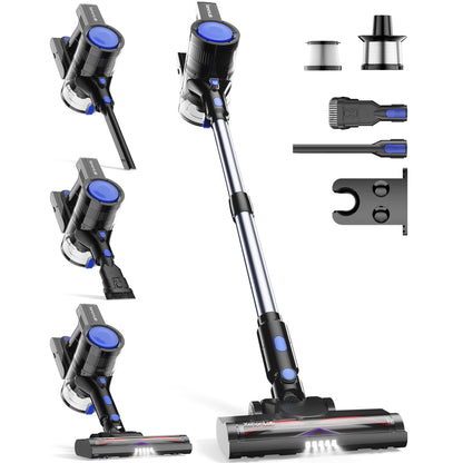 Cordless Vacuum Cleaner, 45KPA Stick Vacuum Cleaners for Home with Up to 40 Mins Runtime, 6-in-1 Rechargeable Lightweight Vacuum with Powerful Suction for Carpets, Pet Hair, Hardwood Floors