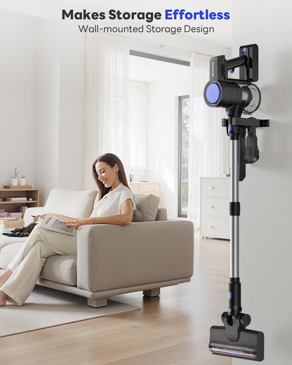 Cordless Vacuum Cleaner, 45KPA Stick Vacuum Cleaners for Home with Up to 40 Mins Runtime, 6-in-1 Rechargeable Lightweight Vacuum with Powerful Suction for Carpets, Pet Hair, Hardwood Floors