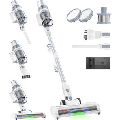 Cordless Vacuum Cleaner, 45KPA Stick Vacuum Cleaners for Home, 6-in-1 Rechargeable Lightweight Vacuum, Up to 35Mins Runtime, with Powerful Suction for Carpets, Pet Hair, Hardwood Floors